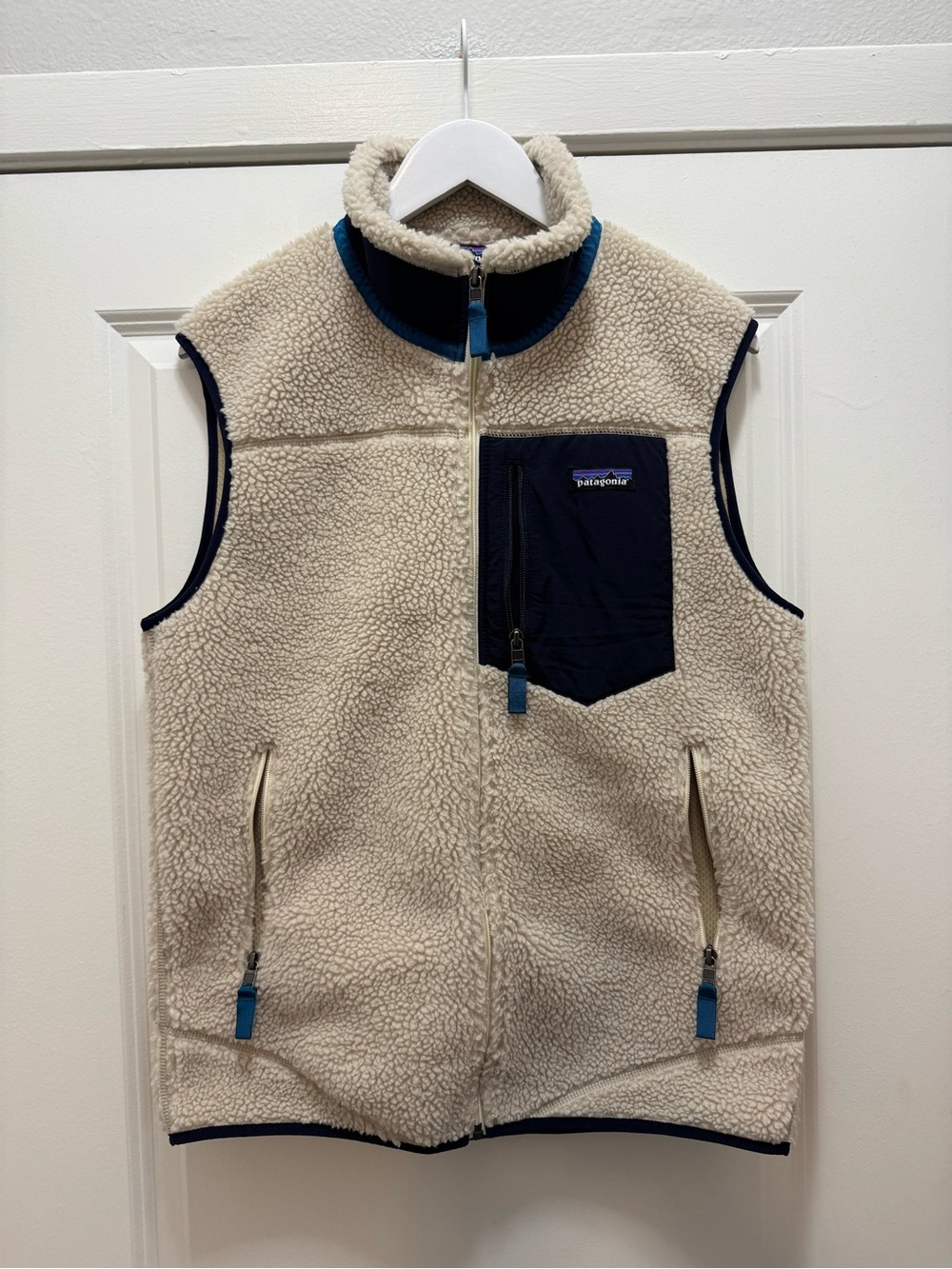 Patagonia Retro-X Sherpa Fleece Vest Neutral Beige Blue